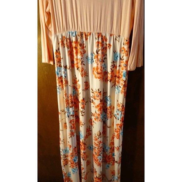 Blue Time- 3/4 Sleeve Pink/ Floral  Long Maxi Dress Womens Xlg  NWT SUPER CUTE - Picture 9 of 16